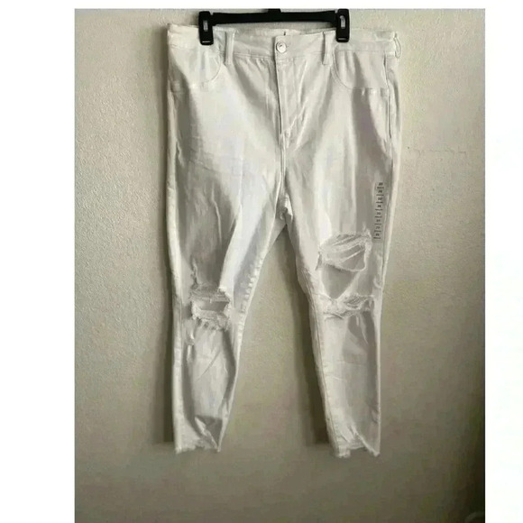 🆕 AEO Plus-size Hi-Rise White Jegging Jeans 20 🆕 - Picture 2 of 14